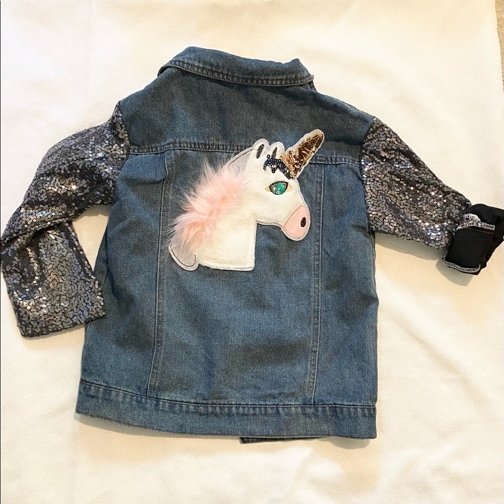 Kids RAD Jean jacket with unicorn patch, sz 6/7